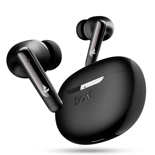 boAt Newly Launched Airdopes 141 ANC TWS Earbuds with 32 dB ANC, 42 HRS Playback, 50ms Low Latency Beast™ Mode, IWP™ Tech,Quad Mics with ENx™,ASAP™ Charge,USB Type-C Port & IPX5(Gunmetal Black) | Best Boat Earbuds in India