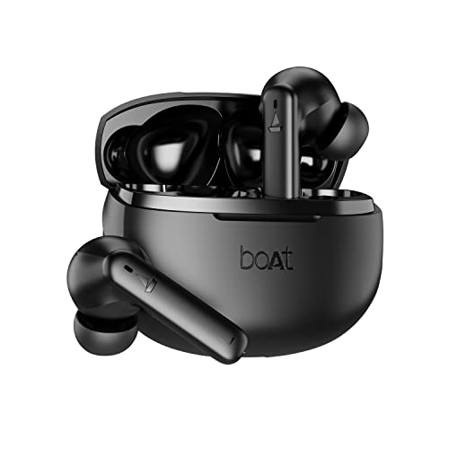 boAt Airdopes 170 TWS Earbuds with 50H Playtime, Quad Mics ENx™ Tech, Low Latency Mode, 13mm Drivers, ASAP™ Charge, IPX4, IWP™, Touch Controls & BT v5.3(Classic Black) | Best Boat Earbuds in India