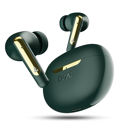 boAt Newly Launched Airdopes 141 ANC TWS Earbuds With 32 dB ANC, 42 HRS Playback, 50ms Low Latency Beast™ Mode, IWP™ Tech,Signature Sound,Quad Mics with ENx™,ASAP™ Charge,USB Type-C Port & IPX5(Green) | Best Boat Earbuds in India