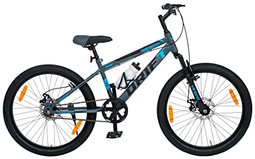 VESCO 24-T Drift Cycle for Big Kid’s MTB Mountain Bike | Dual Disk Brake & Front Suspension Single Speed Bicycle for Boys and Girls | 16 inches Frame | Ideal for 9-14 Years (Grey) | Best Bicycle in India